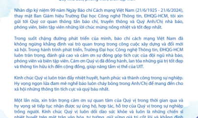 THƯ CHÚC MỪNG NGÀY BÁO CHÍ CÁCH MẠNG VIỆT NAM (21/06/1925 - 21/06/2024)